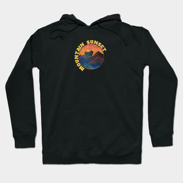 Mountain Sunset Sunrise Colorful Landscape Scene Hoodie by Funny Stuff Club